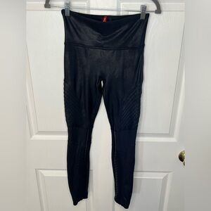 Spanx Faux Leather Moto Pants Leggings in Black Womens Size Medium GUC